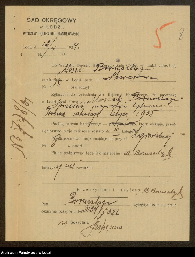 Obraz 10 z jednostki "Moszek Borensztajn- sprzedaż wyrobów tytoniowych"