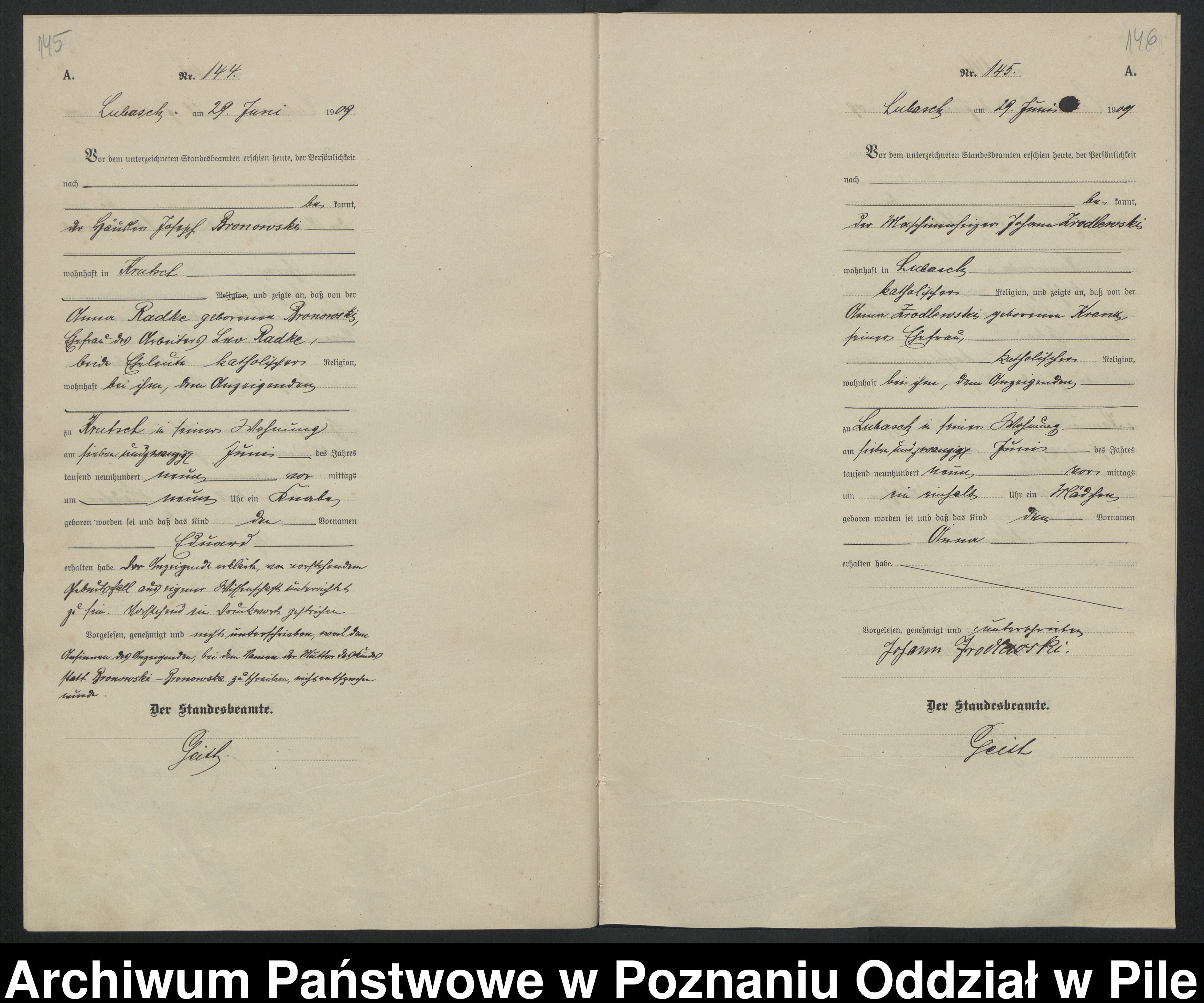 Skan z jednostki: Księga urodzeń