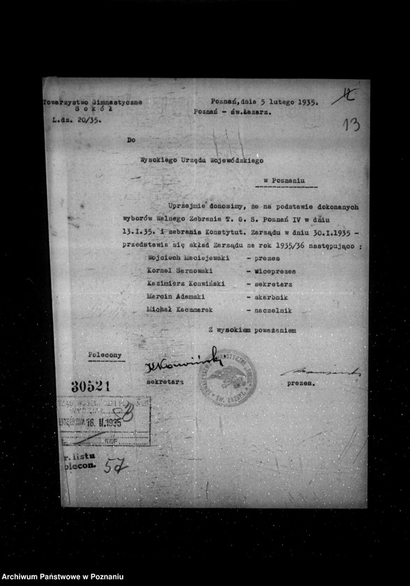 Obraz 17 z jednostki "/Towarzystwo Gimnastyczne Sokół Poznań IV św. Łazarz w Poznaniu - rejestracja/"