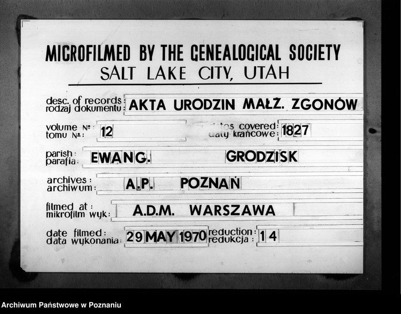 Obraz 1 z jednostki "Księga urodzonych, zaślubionych i zmarłych"