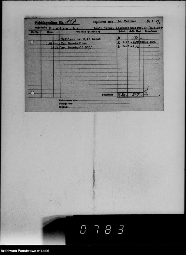 Obraz 19 z jednostki "Fundsachen. [Kartoteka]"