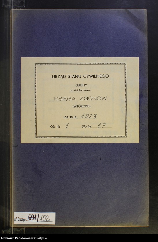 image.from.unit.number "Sterbe-Neben-Register Nr 1 - 19 [ Księga zgonów - wtóropis ]"