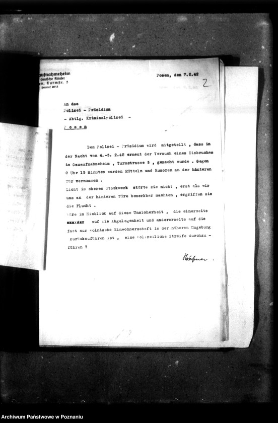 Obraz 6 z jednostki "Schriftwechsel mit der Polizei [Korespondencja z policją dotycząca włamania]."