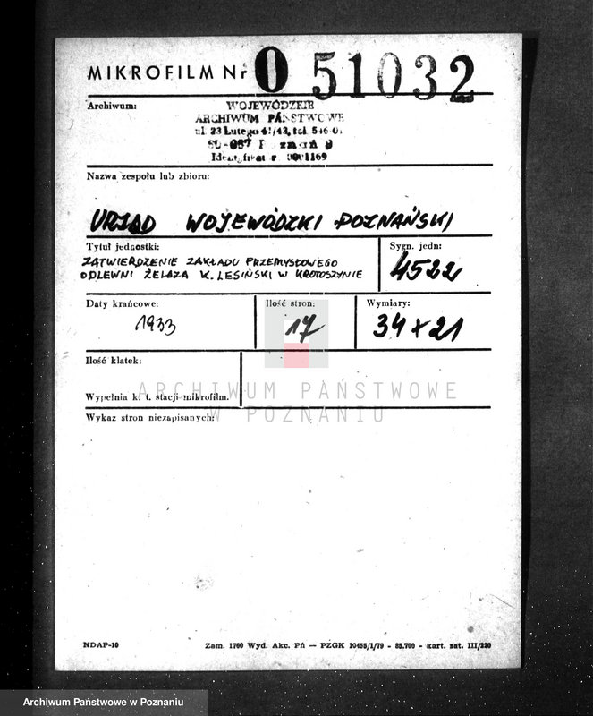 Obraz 2 z jednostki "Zatwierdzenie zakładu przemysłowego odlewni żelaza K. Lesiński w Krotoszynie"