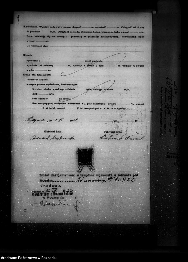 Obraz 13 z jednostki "Warsztat wulkanizacyjny B. Makowskiego w Bydgoszczy, Bydgoszcz - nr woj. 6647"