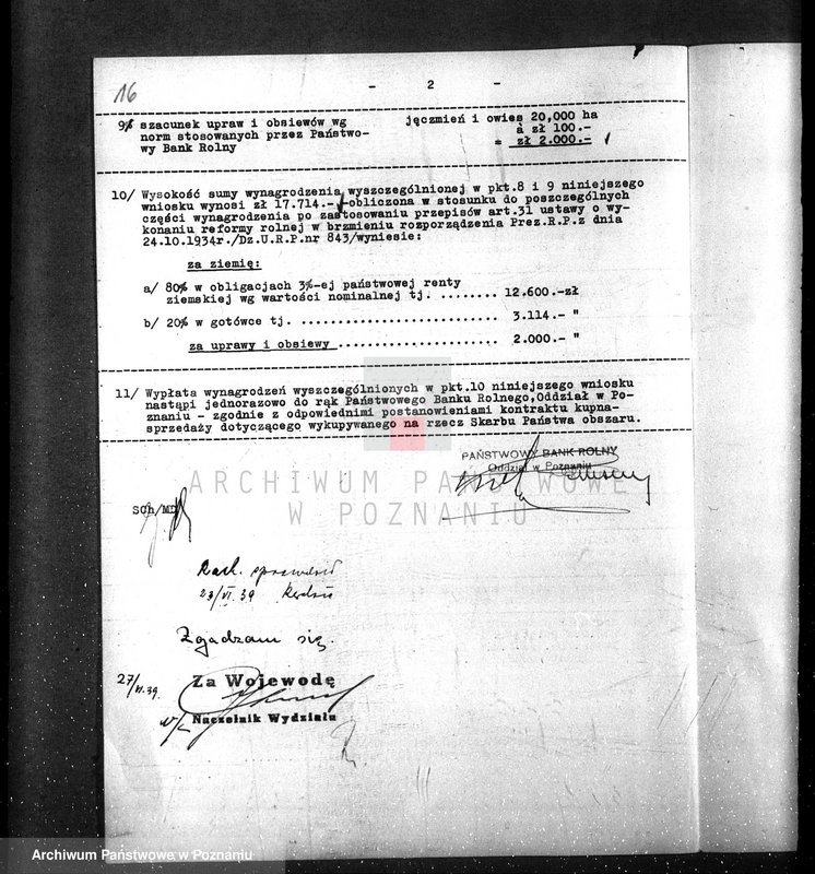 Obraz 20 z jednostki "Majątek Podobowice w powiecie żnińskim nabycie nieruchomości w trybie art.. 8 ustawy o wykonaniu reformy rolnej"