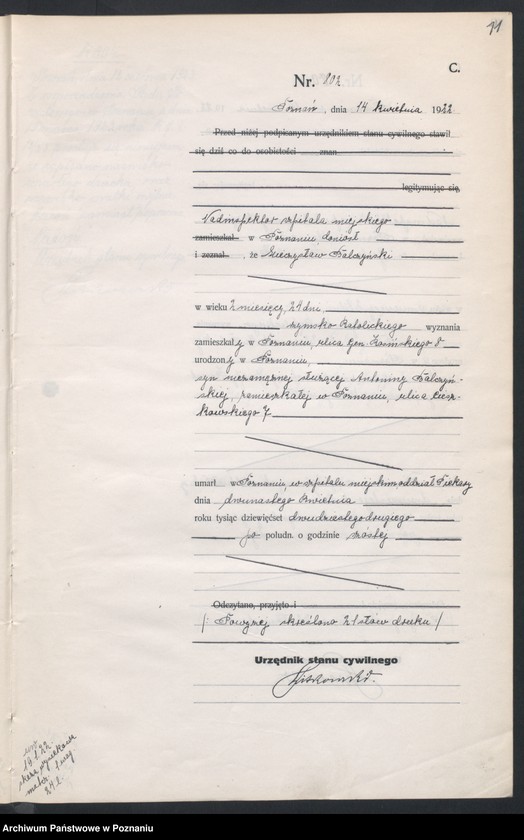 Obraz 13 z jednostki "Księga miejscowa zgonów tom II [Rejestr główny zgonów]"