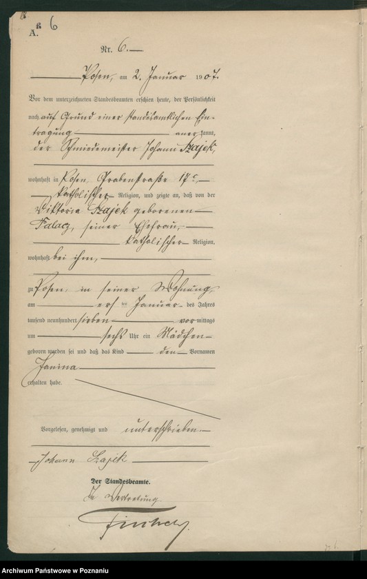 Obraz 8 z jednostki "Księga miejscowa urodzeń tom I [Rejestr główny urodzeń]"