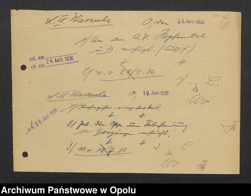 Obraz 12 z jednostki "[Zezwolenie na pobyt - Heinrich Warzecha, ur. 13. 07. 1906 Kudoba pow. oleski]"