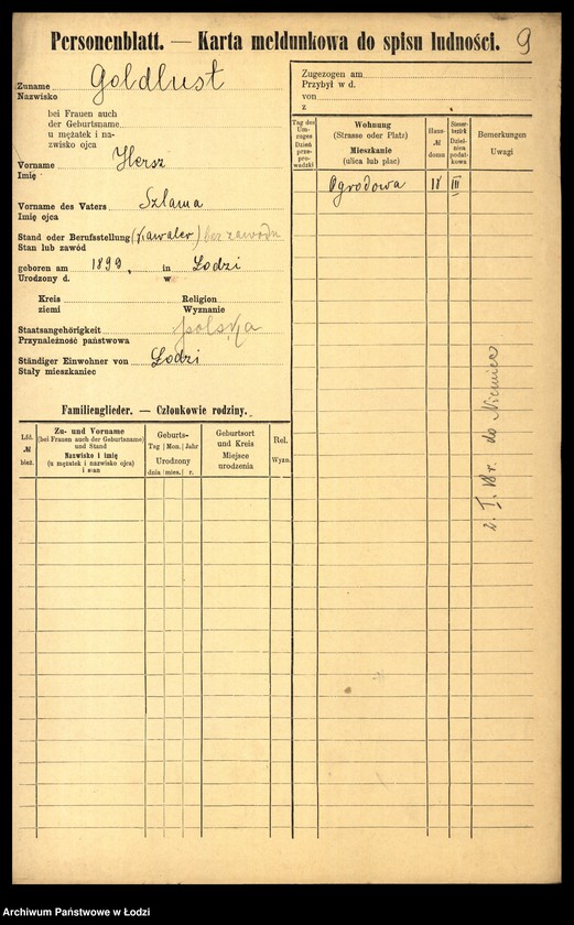 Obraz 11 z jednostki "[Spis ludności Łodzi] Goldlewicz - Goldring"