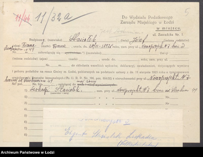 image.from.unit.number "Księga inwentarzowa nieruchomości m. Łodzi ul. Świętokrzyska"