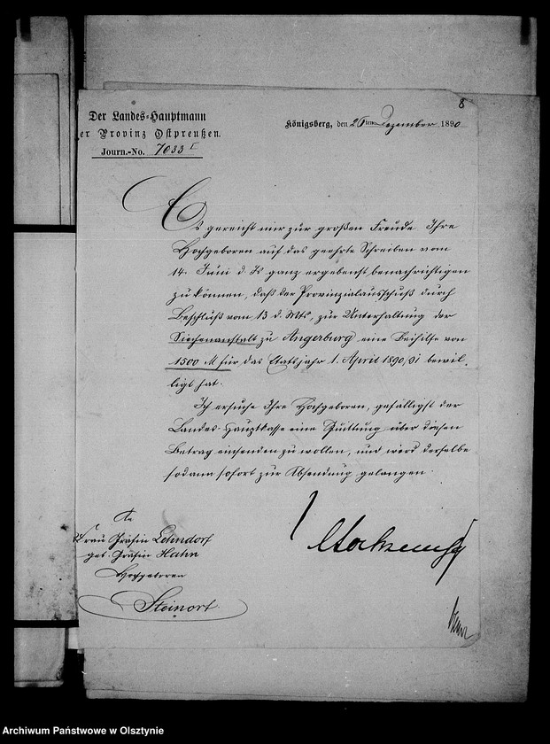 image.from.unit.number "/Beihilfen des V. F. V.- Berlin, des Oberpräsidenten, Provinzial- Subventionen des Landeshauptmanns u. a. Wohltäter für das Siechenhaus der Gfin Anna Lehndorff- Steinort/"