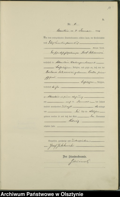 image.from.unit.number "Geburts-Haupt-Register Tom I, Nr 1-398"