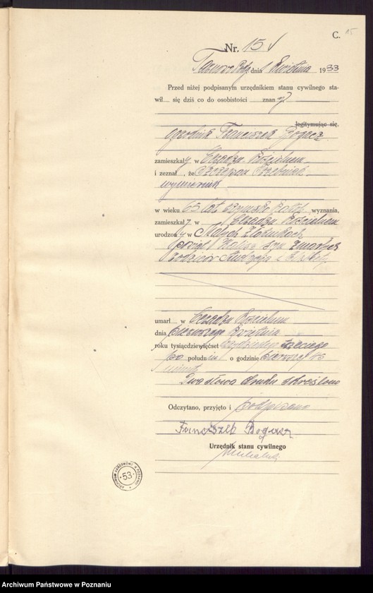 Obraz 17 z jednostki "[Rejestr główny zgonów]"
