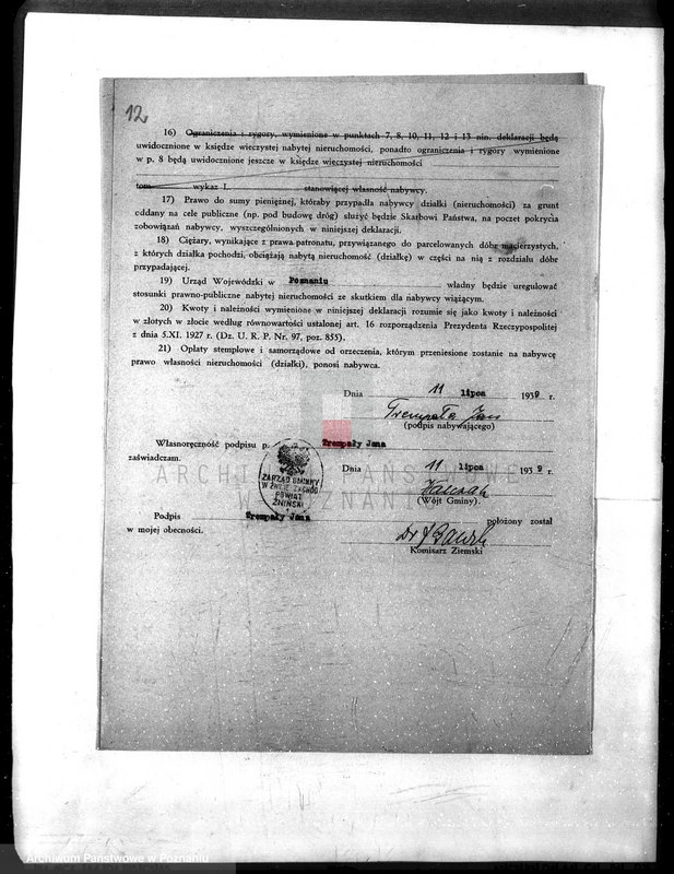 Obraz 16 z jednostki "/Deklaracje w sprawie przyjęcia warunków nabycia działki z parcelacji majątku Uścikowo w powiecie żnińskim"