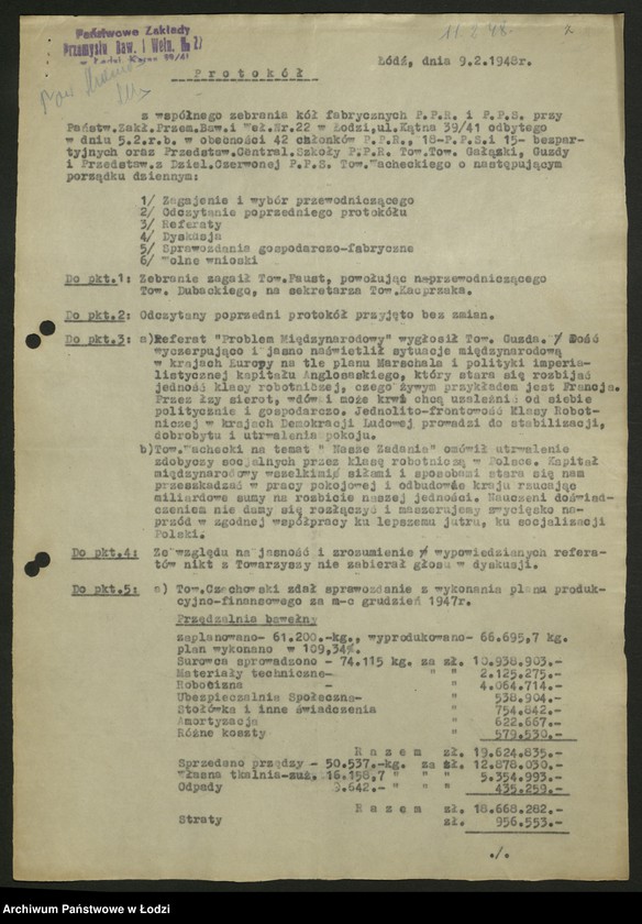 Obraz 9 z jednostki "Protokoły kół PPR z różnych zakładów"