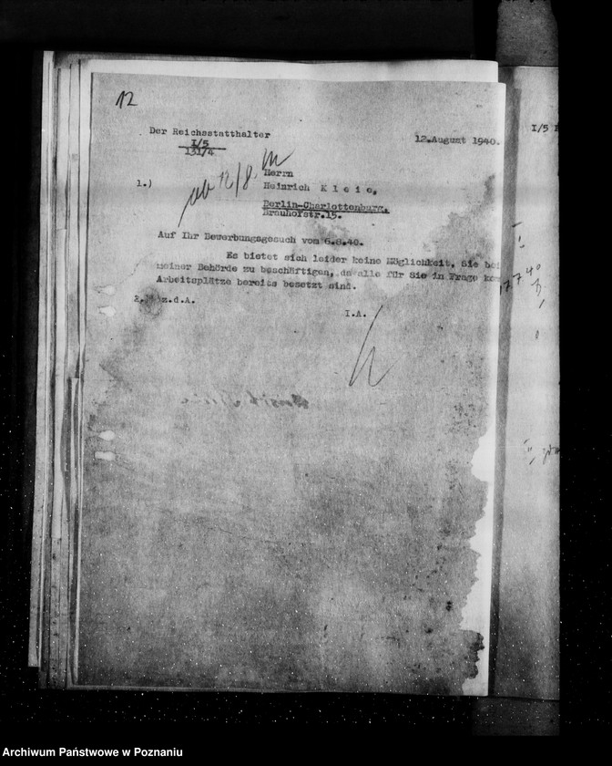 Obraz 16 z jednostki "Angestellten der Zentralstelle "Deutsche Volksliste" Posen"