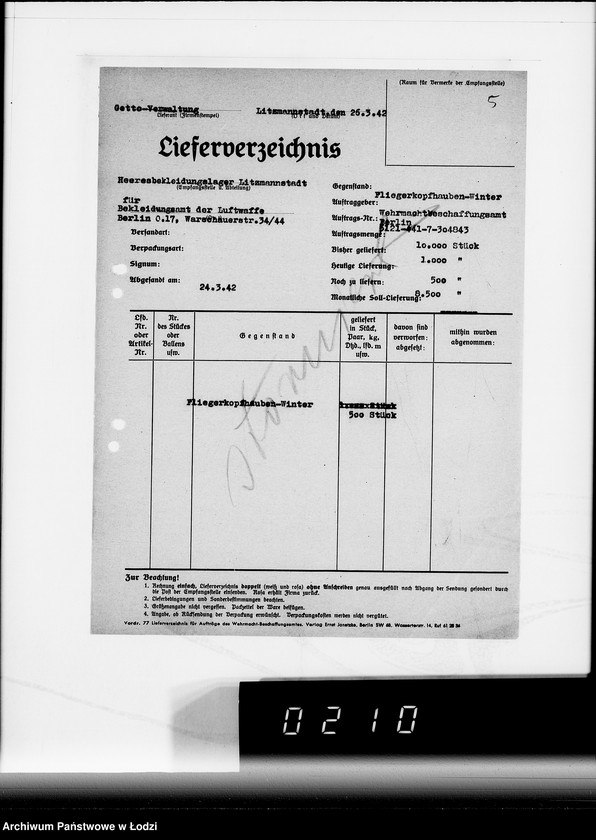 Obraz 9 z jednostki "441 Fliegerhauben Winter. Auslieferung"