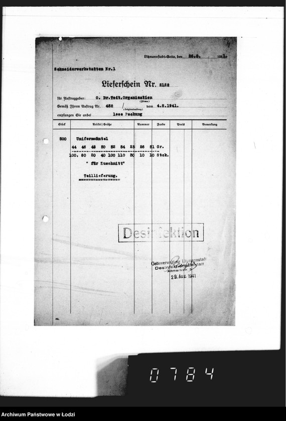Obraz 8 z jednostki "[Dowody dostawy umundurowania dla firmy O.dr Todt Organisation"