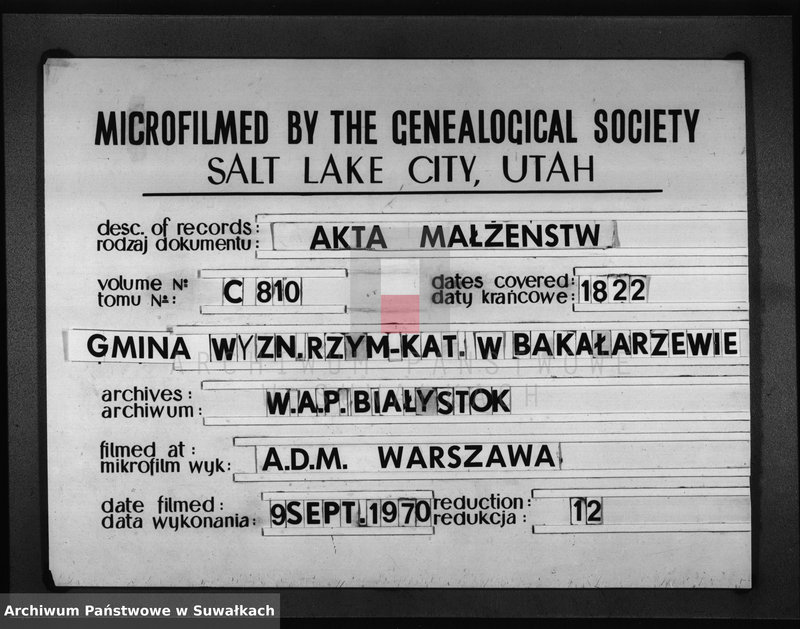 image.from.unit.number "Akta Zaślubionych Gminy Bakałarzewskiey pro 1822-gi"