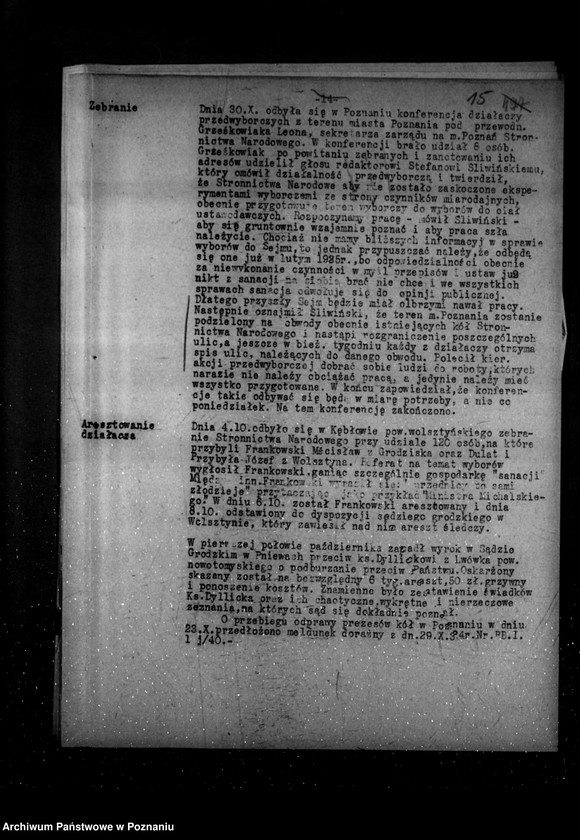 Obraz 20 z jednostki "Sprawozdania z polskiego legalnego ruchu politycznego za miesiące październik-grudzień 1934 r."