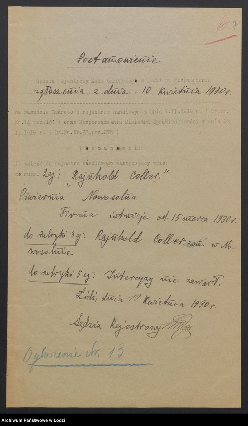 Obraz 9 z jednostki "Rajnhold Coller- piwiarnia w m. Nowosolna"