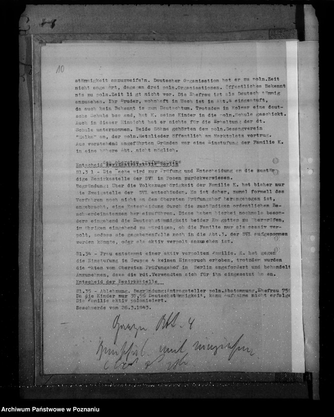 Obraz 14 z jednostki "Aktenauszüge für die 11.Sitzung der Zentralstelle der Deutschen Volksliste"