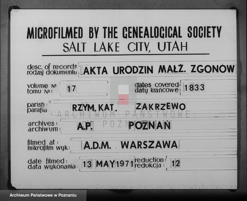 Obraz 7 z jednostki "Księga urodzeń, małżeństw i zgonu"