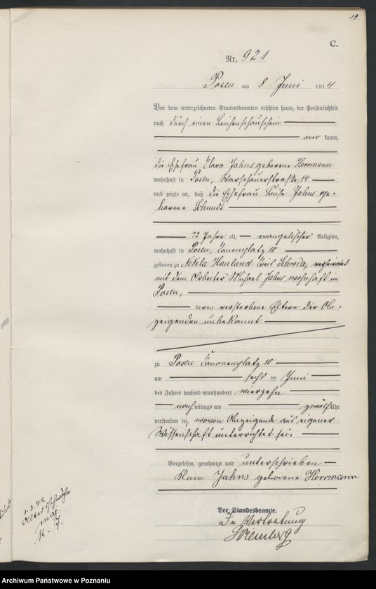 Obraz 20 z jednostki "Księga miejscowa zgonów tom III [Rejestr główny zgonów]"