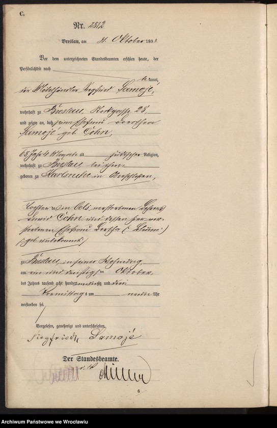 image.from.unit.number "Sterbe-Haupt-Register Breslau I 1893 Band 8"