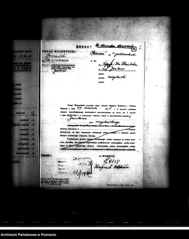 Obraz 6 z jednostki "Majątek Jankowo /Ludwiniec/ powiatu mogileńskiego wyłączenie z art. 5 ustawy o wykonaniu reformy rolnej"