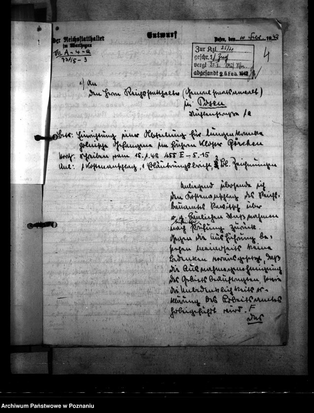 Obraz 8 z jednostki "Einrichtung einer Tbc - Abteilung für lungenkranke, polnische Strafgefangene im früheren Kloster Görchen (Miejska Górka)"