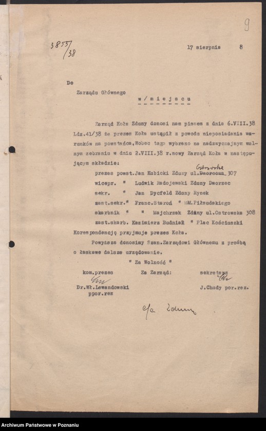 Obraz 13 z jednostki "Zduny, powiat Krotoszyn - akta koła."