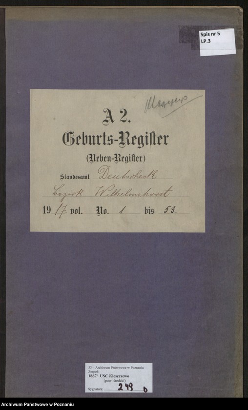 Obraz 2 z jednostki "Geburts-Neben-Register"