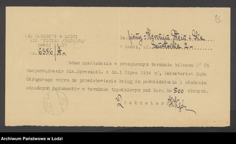 Obraz 17 z jednostki "H.Sztajn i S-ka- warsztat mechaniczny"