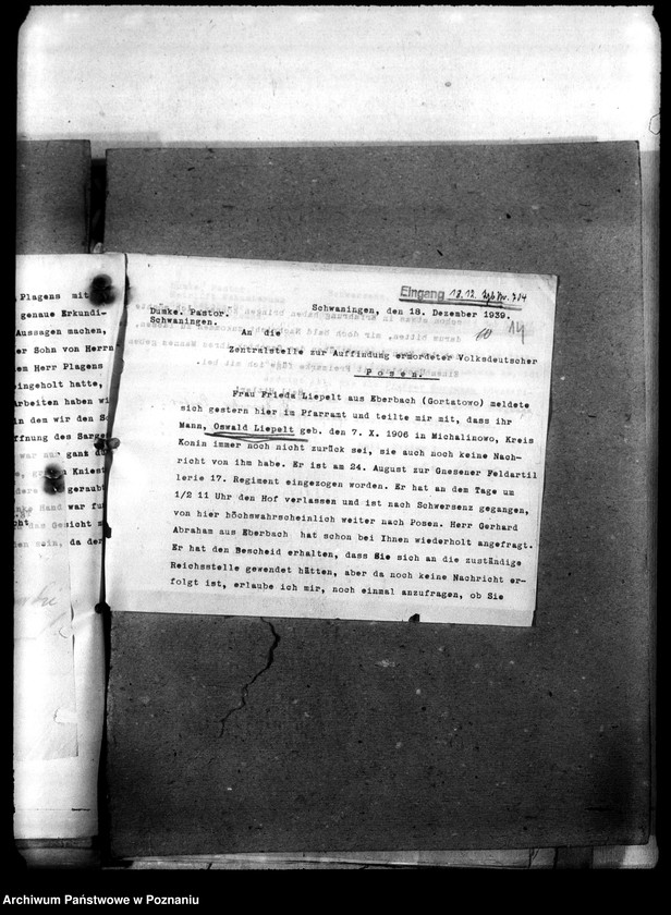 Obraz 18 z jednostki "Korespondencja w sprawie miejscowych Niemców, którzy zginęli w 1939 roku A - K"