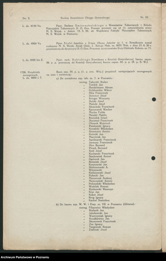Obraz 8 z jednostki "/Rozkazy Dowództwa Okręgu Generalnego w Poznaniu/, nr 81-115."