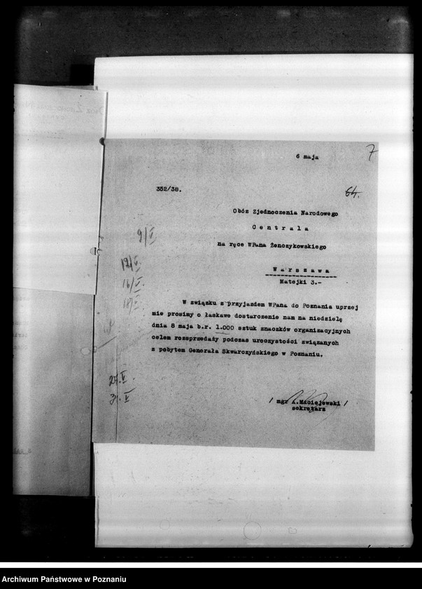 Obraz 10 z jednostki "Materiały programowe Obozu Zjednoczenia Narodowego - odezwy, korespondencja w sprawach organizacyjnych i personalnych"