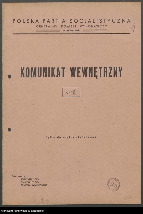 image.from.unit.number "Komunikaty wewnętrzne Centralnego Komitetu Wykonawczego PPS (1.09.-10.11.1948 )"