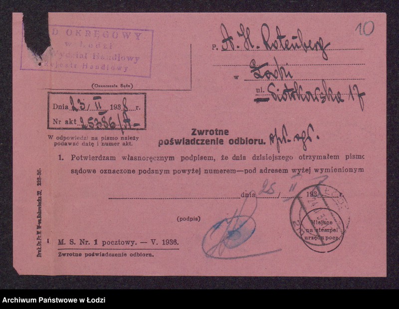 Obraz 12 z jednostki "Aron Hersz Rotenberg- skład sukna i kortów"