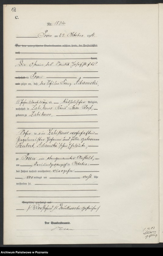 Obraz 20 z jednostki "Księga miejscowa zgonów tom V [Rejestr główny zgonów]"