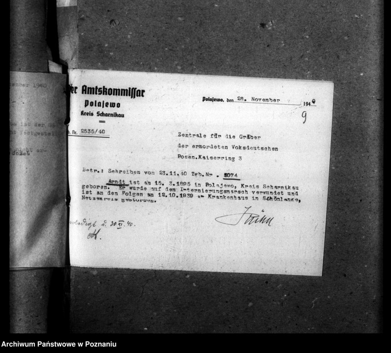 Obraz 13 z jednostki "Korespondencja w sprawie miejscowych Niemców, którzy zginęli w 1939 roku A - Z"