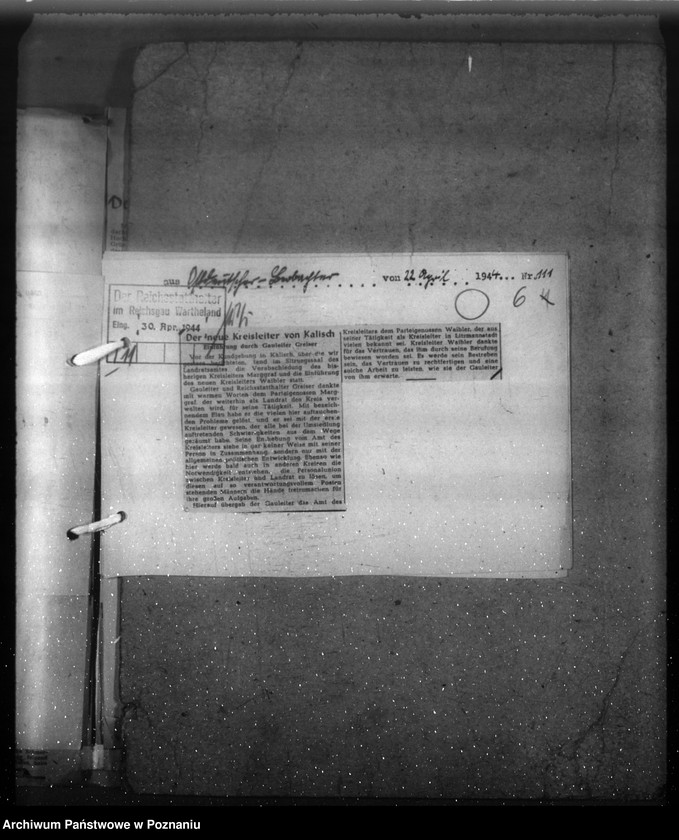 Obraz 11 z jednostki "Wycinki prasowe dotyczące Kraju Warty"