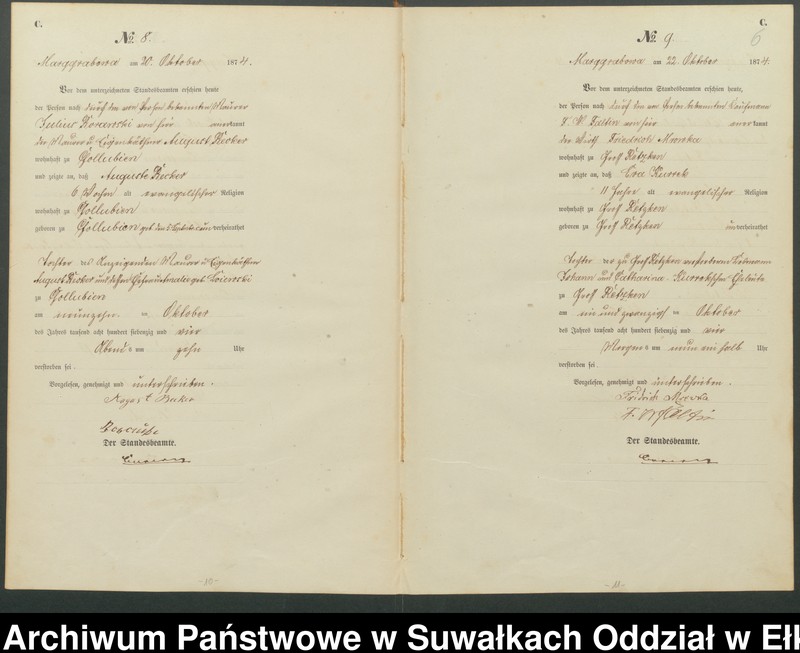 image.from.unit.number "Haupt-Sterbe-Register des Königlich Preussischen Standes-Amtes Landgemeinde Marggrabowa Kreis Oletzko"