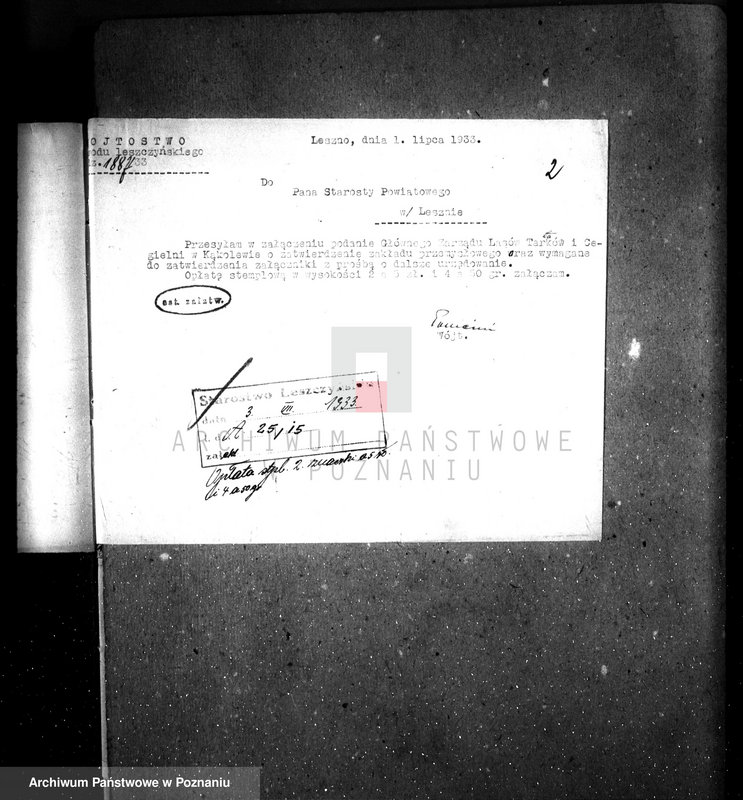 Obraz 6 z jednostki "Zatwierdzenie przemysłowego tartaku A. Mielżyńskiego w Borowej Karczmie, pow. leszczyński"