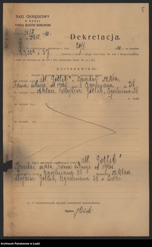 Obraz 7 z jednostki "Mojżesz Gotlib- sprzedaż szkła"