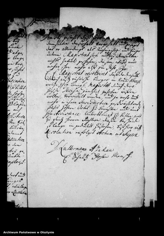 image.from.unit.number "Entscheidung in der Beschwerde des Commissarius loci gegen den Hauptmann in Gilgenburg in der Sache des Stadt Richters Heder und des Tuchmachers und Glöckners Demsky daselbst"