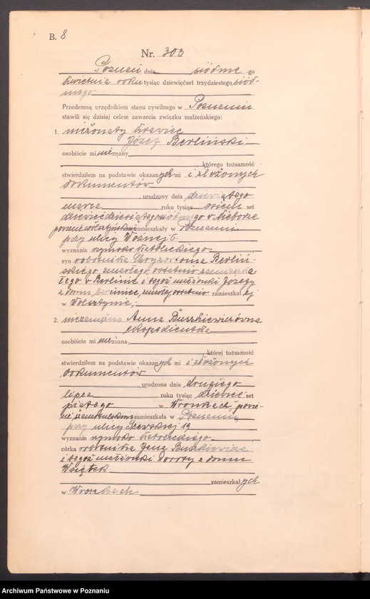 Obraz 10 z jednostki "Księga miejscowa małżeństw tom II [Rejestr główny małżeństw]"