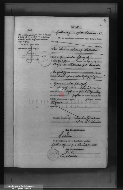 image.from.unit.number "Geburts - Neben Register des Königlich Preussischen Standesamts Guttentag im Kreise Lublinitz pro 1881."
