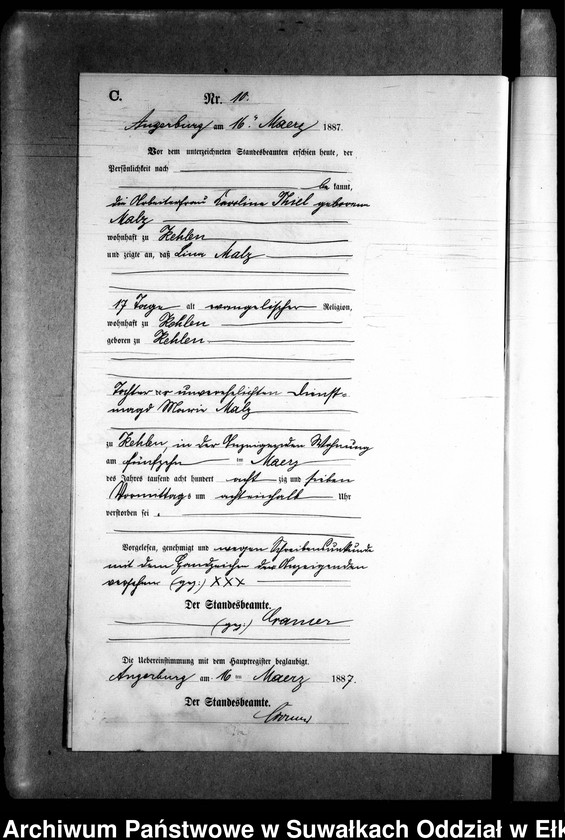 image.from.unit.number "Sterbe-Neben-Register des Preussischen Standes-Amtes Kehlen Kreis Angerburg"